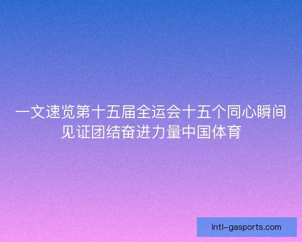 一文速览第十五届全运会十五个同心瞬间见证团结奋进力量中国体育